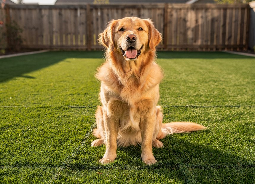 Dog on pet-friendly artificial turf in Waxhaw, NC